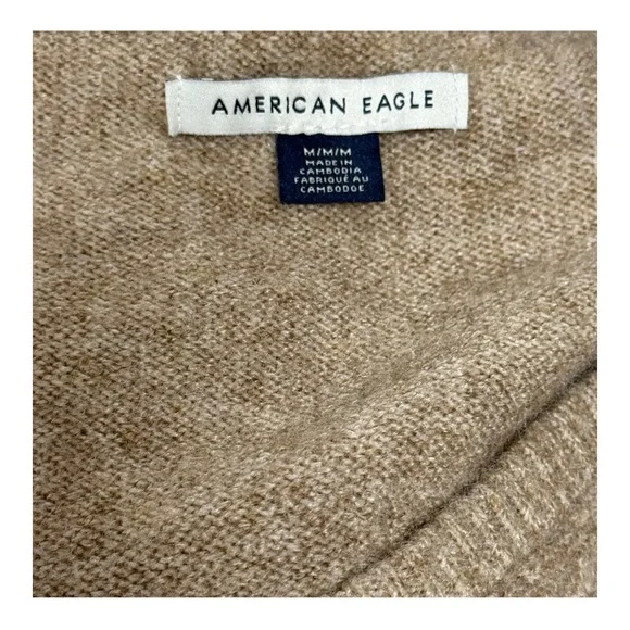 ✨ American Eagle Outfitters Tan V-Neck Sweater with White Bow || Size Medium - Picture 4 of 6